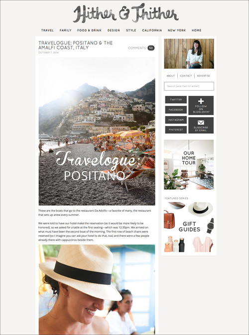 screenshot of lifestyle bloggers hither and thither blog