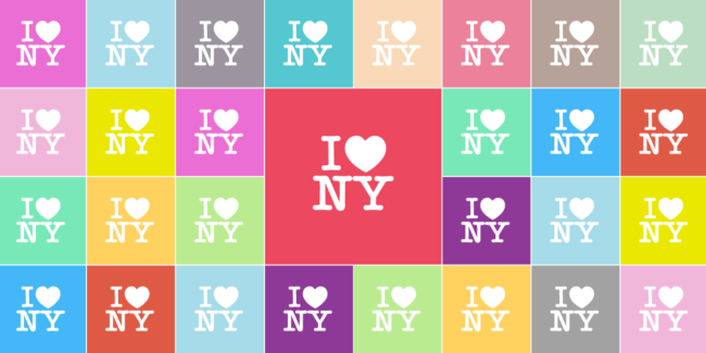 Colorful grid of I 🤍 NY icons