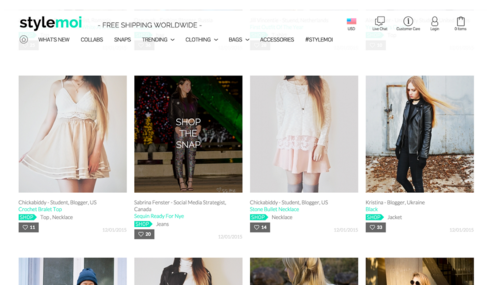 Style Moi mixing studio pics and UGC on its ecommerce site