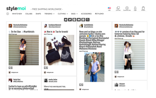 Style Moi posts pulled in from Social media posts using the #StyleMoi hashtag