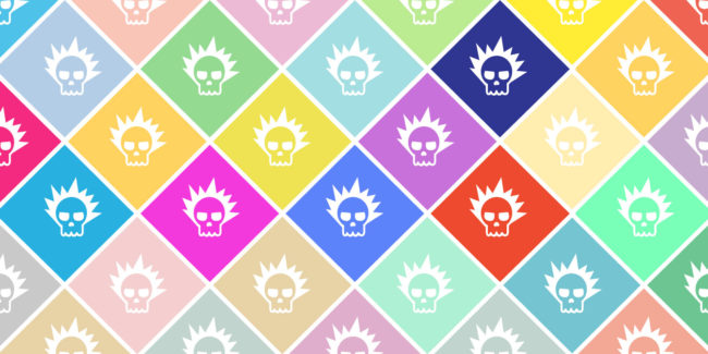 icon-styled grid of skulls