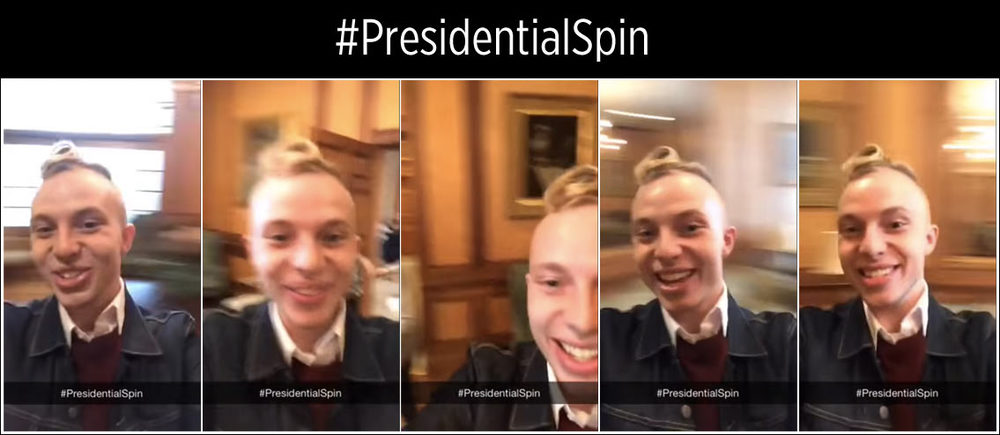 branden harvey, snapchat influencer doing #presidentialspin