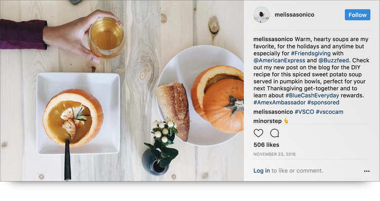 Cacique tapped micro influencer Carolina Rojas for thanksgiving-influencer-marketing 