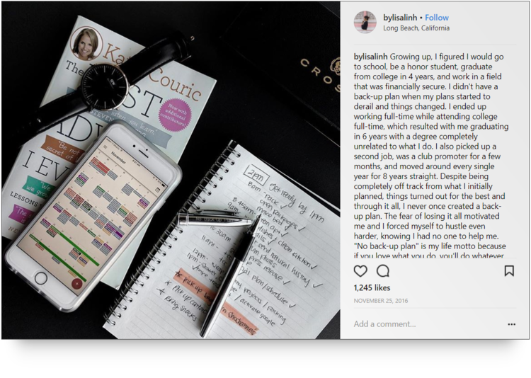 screenshot of Instagram flat lay by @lisalinh for Cross Pens 