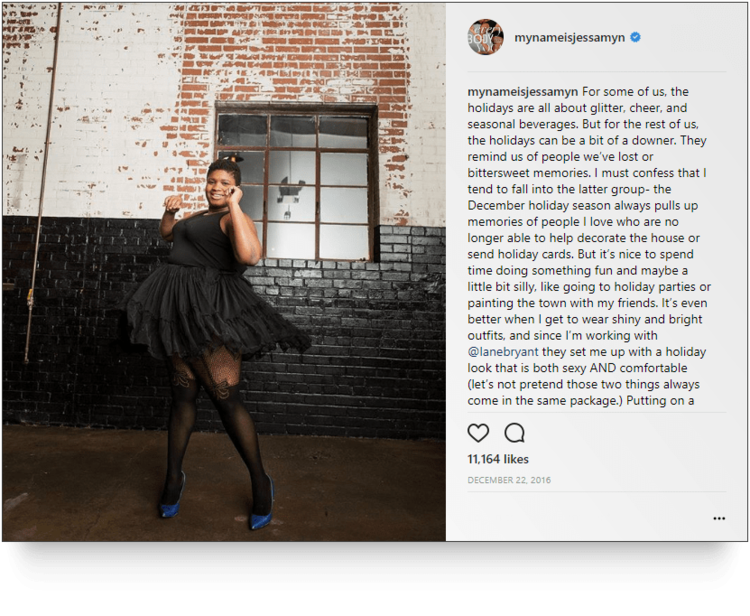 Instagram post from @mynameisjessamyn) partnered with Lane Bryan