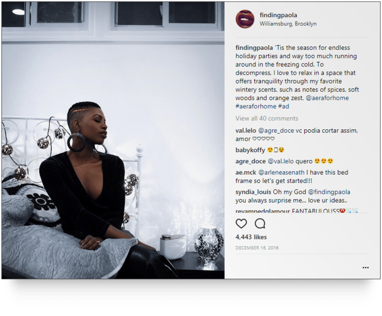 screenshot of Instagram post from @findingpaola for @aeraforhome