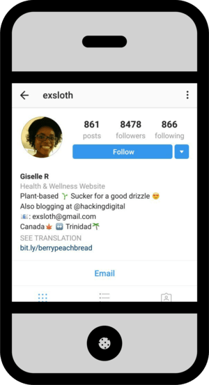 Screenshot of Instagram profile from @Exsloth 