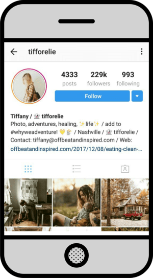 Screenshot of Instagram profile from @tifforelie