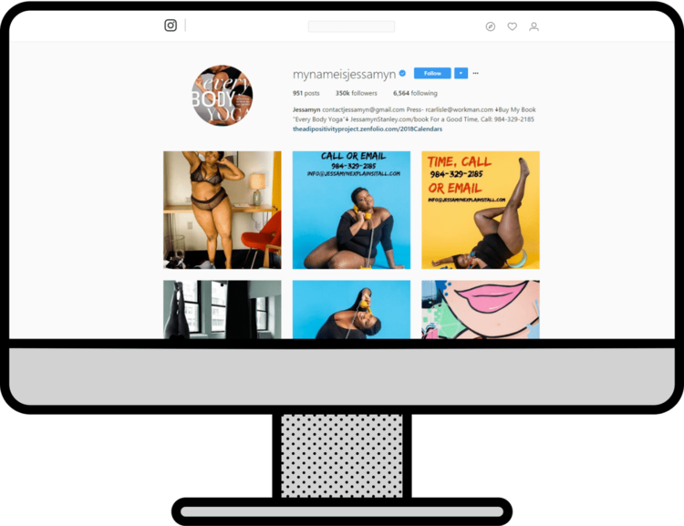 Instagram feed of @mynameisjessamyn