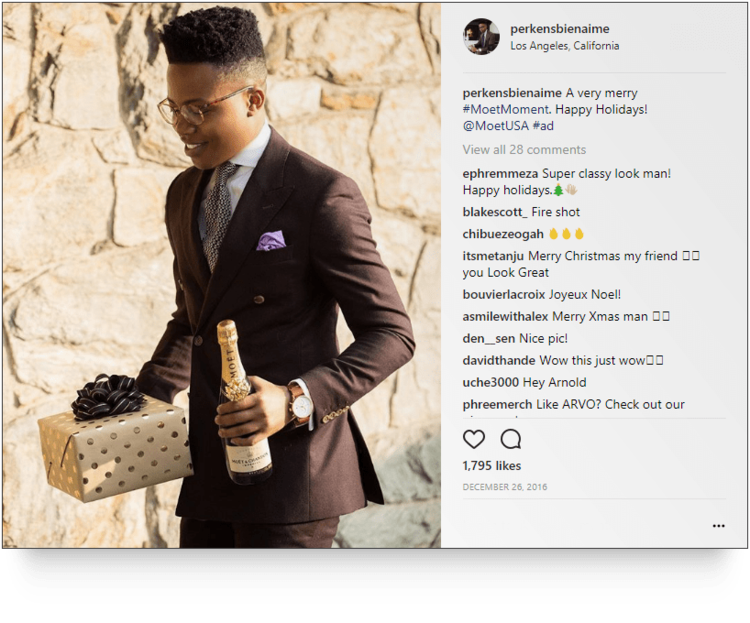 Instagram post from @perkensbienaime sponsored post for Moët