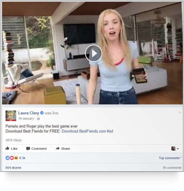  Influencer Laura Clery post promoting video game