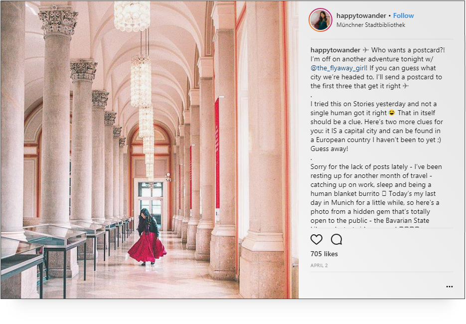 Instagram screenshot of post from happytowander in Munich