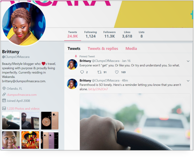screenshot of how Clumps of Mascara promoted Incredibles 2 on her Twitter page