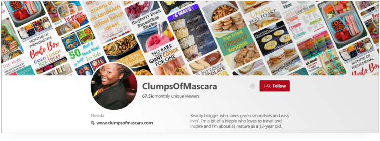 screenshot of Clumps of Mascara Pinterest header 