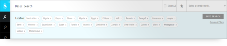 The Shelf  platform showing location filters 