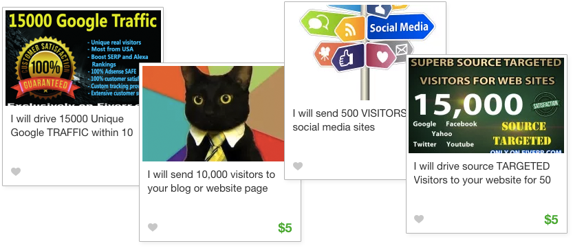 collage of fiverr gigs offering website traffic for sale on fiverr