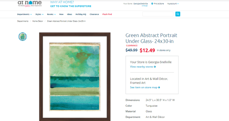 Screengrab of  Art.com displaying a Green Abstract Portrait.