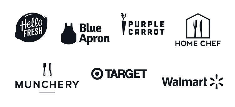 An image displaying logos of few online food vendors.