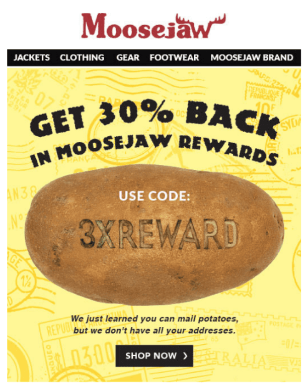 Screenshot of Moosejaw's App.