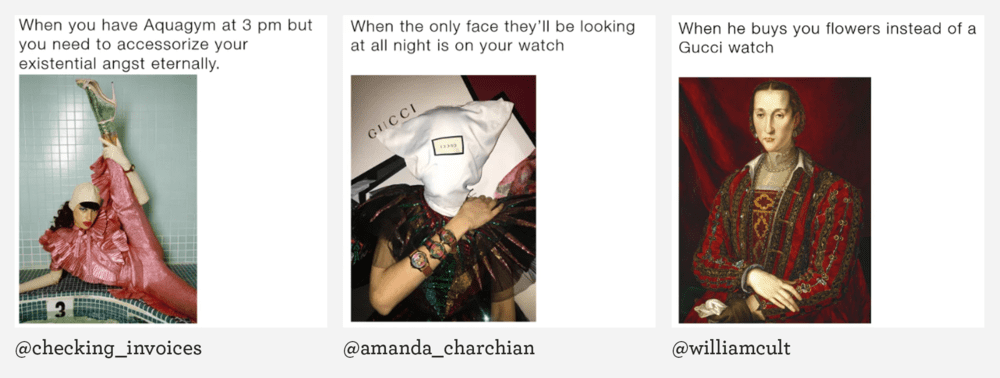 3 images from @checking_invoices, @amanda_charchian, @williamcult.