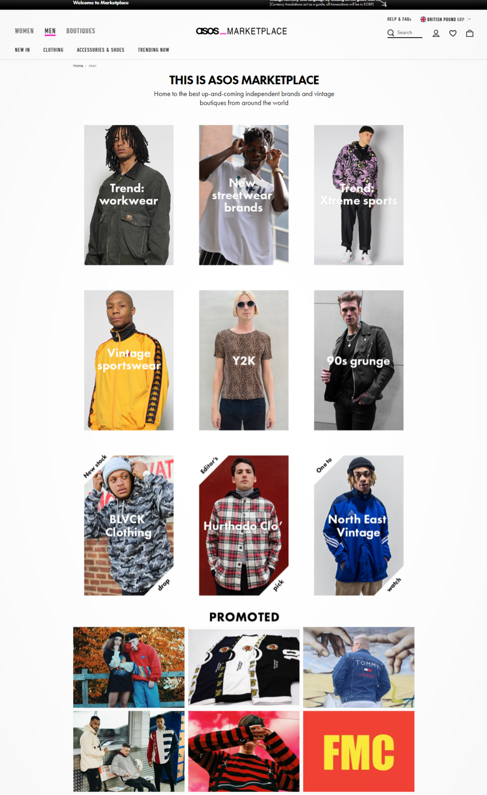 Screengrab of ASOS Marketplace's online store.