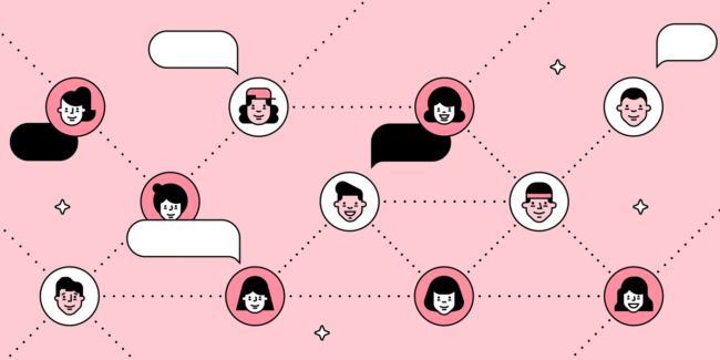 Colourful line representation dominated by pink and faces - Instagram Influencer Marketing