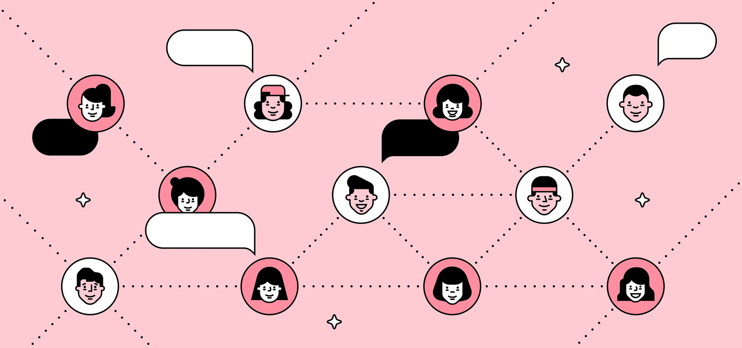 Colourful line representation dominated by pink and faces - Instagram Influencer Marketing