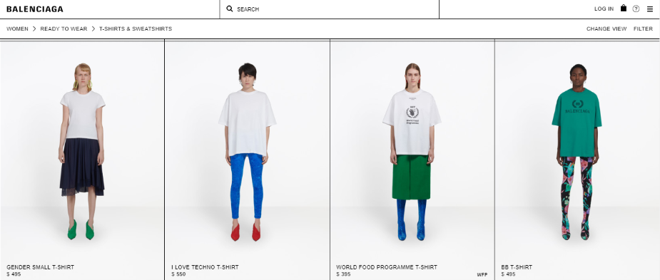 Two screenshots from Balenciaga.