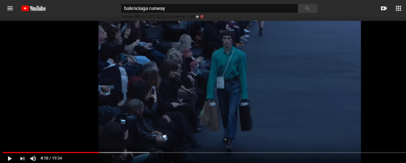 Screenshot from Balenciaga’s Winter 19 Show on YouTube.