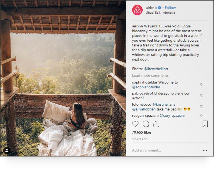 Screenshot of post by @airbnb on Instagram.