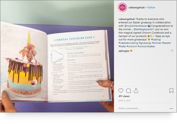 Screenshot of a video post by cakeangelsuk from Instagram.