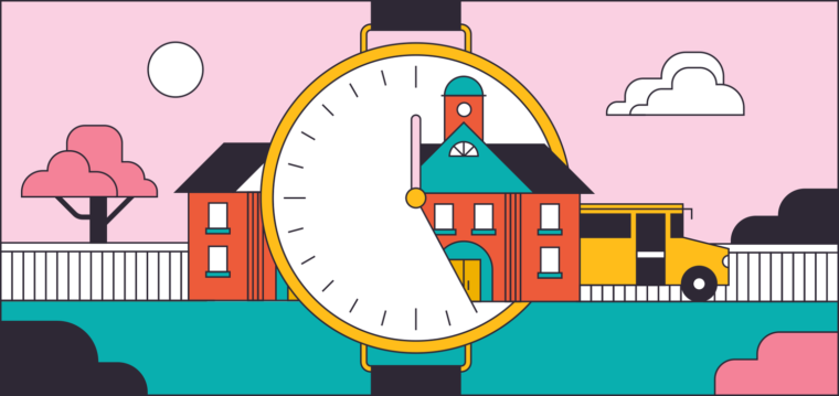 -A colourful line representation of a clock which reads How to Nail the Timing of Your Back to School Campaign
