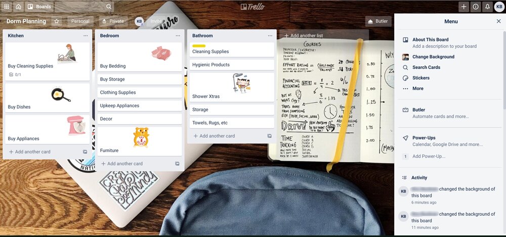 Screenshot of Trello Page