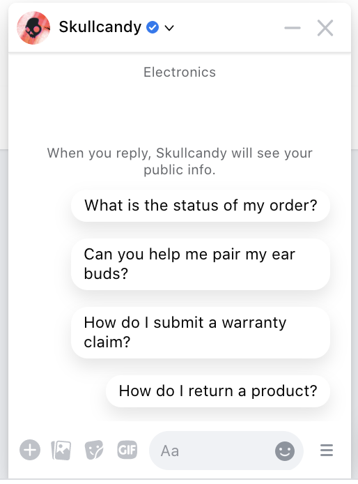 Screengrab of a Skullcandy chat