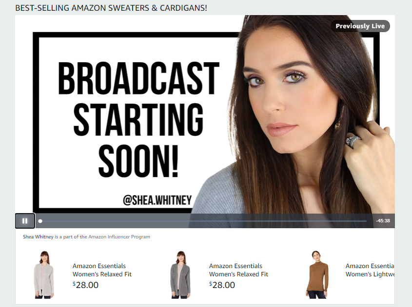 Shea Whitney Amazon live - ecommerce business to boost influencer income