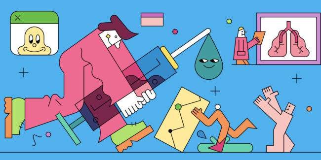 coloful line illustrations medical themed