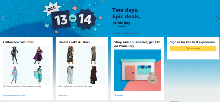 screenshot of prime day preview sale