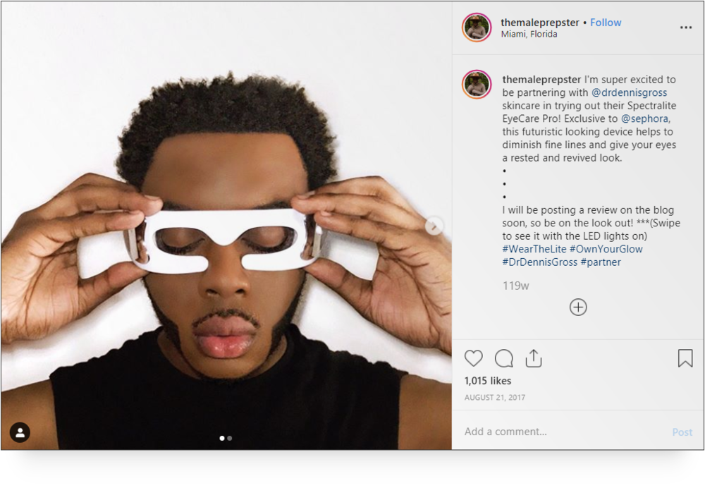 Screenshot of an instagram post by 'themaleprepster'.