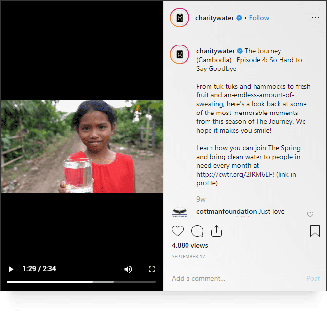 Charity water IG post - social media and nonprofits
