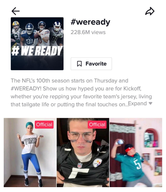 A screenshot of the results from  #WeReady on Tik-tok.