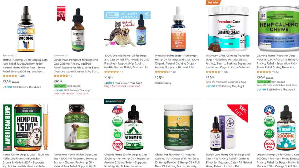  A screenshot of some of the products from CBD.