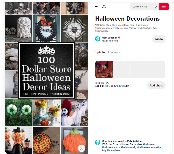 Halloween decor pin from Mom Junction x Dollar Store