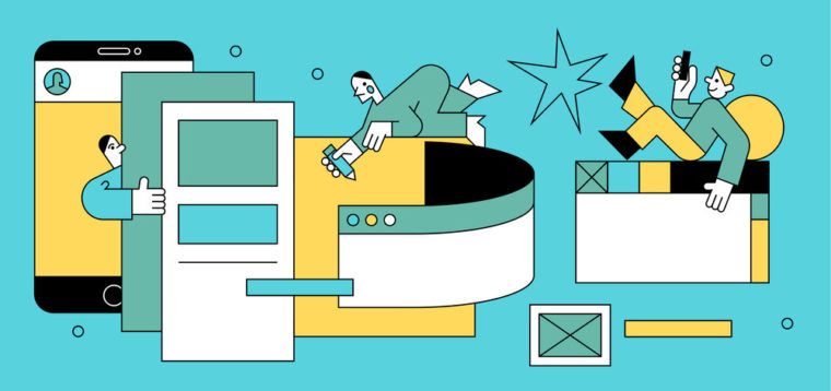 green, yellow and white line illustration digital publishing theme
