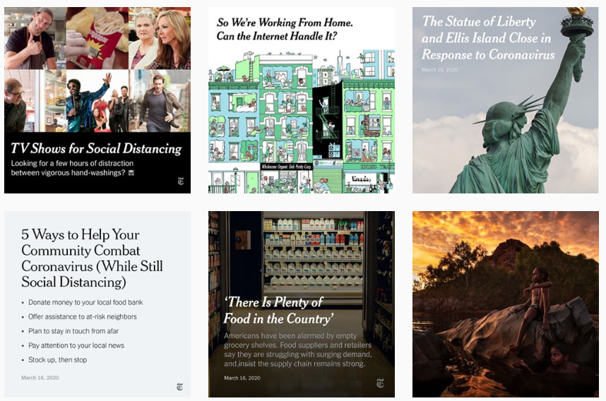 screengrab of @nytimes Instagram grid