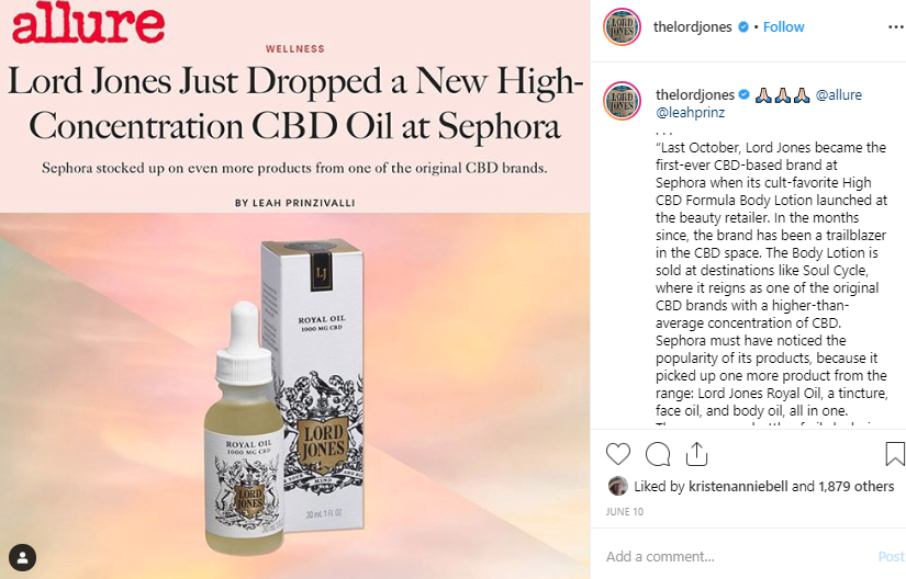 Screenshot of a post from thelordjones of a Royal oil product on Instagram.