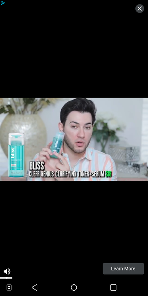 screenshot of Manny talking up the Bliss Genius Clarifying Toner 