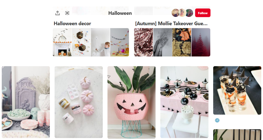 Screenshot of posts from Mollie Makes on Pinterest.