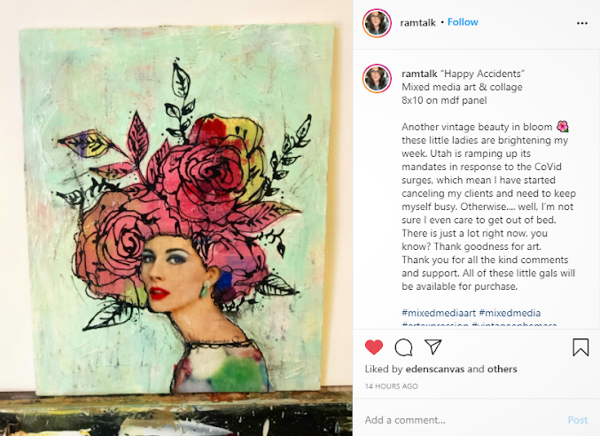 IG screengrab of mixed media collage post from nano-influencer @ramtalk 