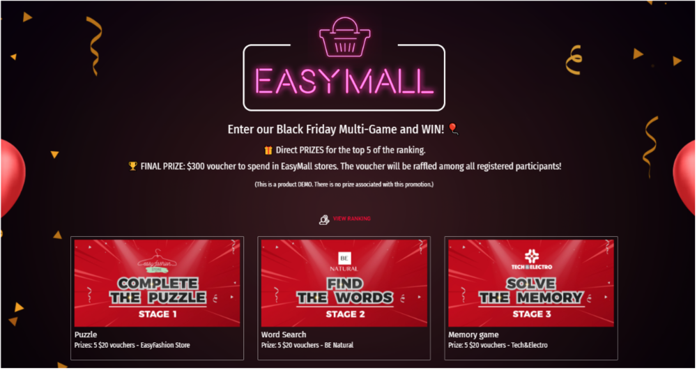 Screenshot of Easy Mall's Black Friday Multi-Game - marketing with gamification