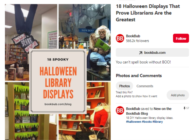 A screenshot of a post from BookBub on Pinterest.